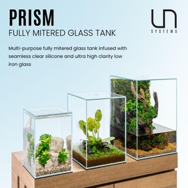 Ultum Nature Systems Prism Rimless Aquarium - Low Iron Glass Aquarium, Cube Aquarium with Mitered Lid, Tall Fish Tank, Multi-purpose Vertical Fish Tank, Nano Tank for Home & Office - UNS Prism, 20TM