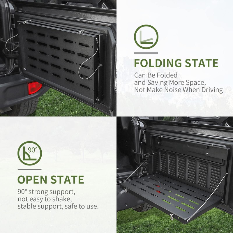 RT-TCZ Foldable Tailgate Table, Aluminum Alloy Black Rear Cargo Storage