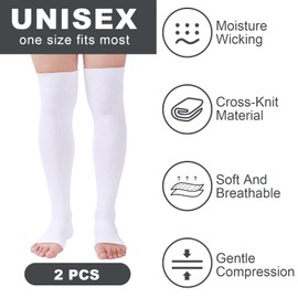 2 Pcs Walking Boot Socks Replacement Sock Liner for Walker Boot, Tube Socks Under Air Cam Walker Brace and Fracture Boot Cast Surgical Leg Cover (1 Pair, Open Toe)