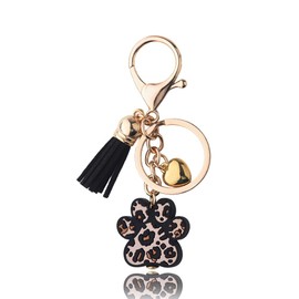 Cat Paw Print Keychain Charm for Women Tassel Bag Car Keys Keychain Animal Leopard Print Keychain Accessories for Backpack Purse Key Chain Charms for Girls Women Kawaii Charm Keychain for Bags Purse