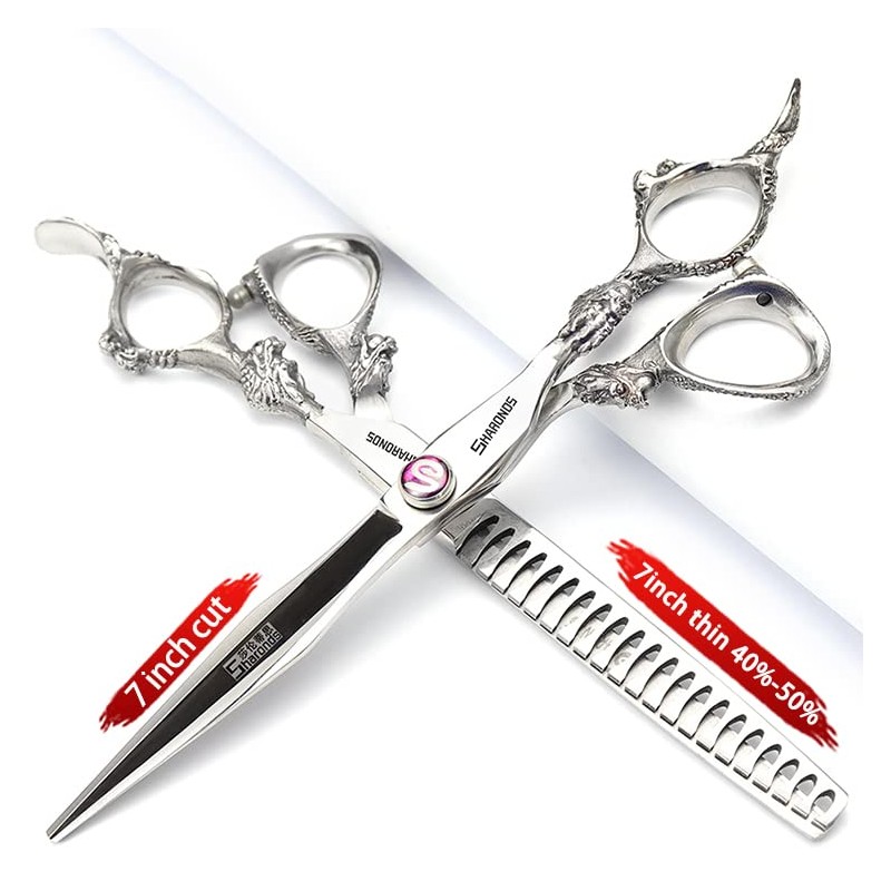 7/8 inch professional hairdressing scissors, hairdressing scissors, tap handle (7-inch