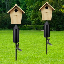 MorningRo 2 Pcs Metal Squirrel Baffle for Bird Feeder Pole Squirrel Defeater Cylinder Pole Galvanized Steel Black Bird Feeder Baffle 6 1/8 Inch Diameter 15 1/2 Inch High for Garden