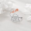 POPLYKE Highland Cow Open Ring Sterling Silver Cow Rose Heart