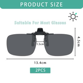 AMSNINK Pack of 2 Sunglasses Attachment Glasses Polarised Sunglasses for Glasses Wearers with Integrated UV400 Protection Make It The Ideal Companion For Outdoor Activities, 1