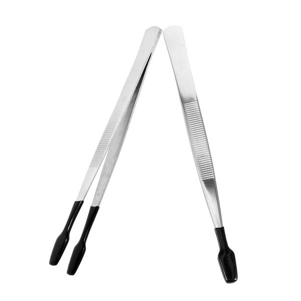 KONTONTY 2pcs Fine Tip Tweezers Stainless Steel Stamp Tweezers Rounded
