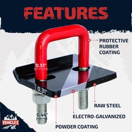 Vehiclex Anti-Rattle Hitch Tightener Clamp for 1.25" to 2" Receivers - Galvanized Heavy-Duty Stabilizer with 0.44" U-Bolt, Rust-Proof for Trailers & Trucks
