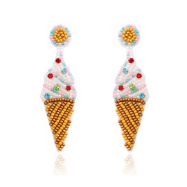 Beach Earrings for Women Trendy Beaded Dangle Earrings for Women Girls Lightweight Summer Earrings (Ice cream)