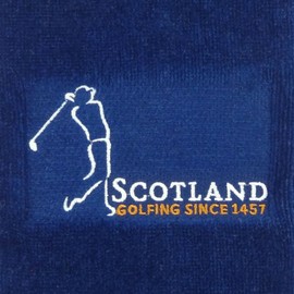BRAW CLANS TARTANS 100% Cotton Golf Towel - Embroidered Golfing Since 1457, Masters Golf Quality Bag Towel in Blue Color, Scottish Tradition, Ball Cleaning, Carabiner Clip