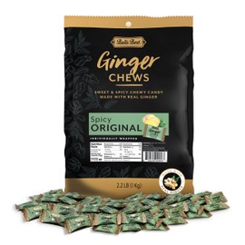 Bali's Best Ginger Chews, Spicy Original Flavor, 250 Pieces, 2.2 Lb Bag, Individually Wrapped Soft Candy, Made with 100% Real Ginger, Digestive Health Support, Upset Stomach Relief, Halal