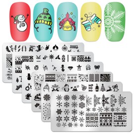 Nail Stamping Plate Christmas, DANNEASY 6 Pieces Nail Stamp Nail Art Stencils Holiday Nail Template Plate Manicure Stamping Kit (Fancy Series)