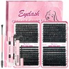 QiveaoryDIY Fluffy Lash Extension Kit 630pcs Lashes Clusters Thick D