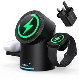 CylinTrick R 3-in-1 Wireless Charging Station-Black-UK Plugsocket standard: UK, color: Black