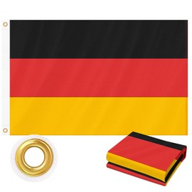 Germany Flag 90 x 150 cm for Outdoor Use, Visible on Both Sides, Robust 210D Oxford Fabric, 4-Way Stitched Flutter Edge, National Flag with 2 Brass Eyelets for Wall, Indoor and Outdoor Decoration