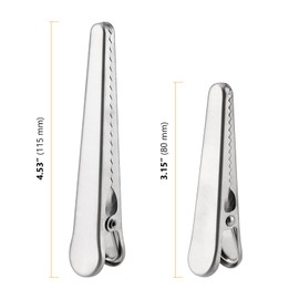 CHUEHKAK Pack of 16 Metal Sealing Clips, 2 Sizes, 8 cm and 11.5 cm, Bag Clips, Sealing Clips, Stainless Steel, Sealing Clips, Food Bag Clip, for Food, Bread, Silver