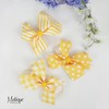 Hair Bow with Striped Grosgrain Ribbon, 6 inch Hairbow (Yellow)
