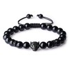 COAI Leopard Black Obsidian Stone Bracelet