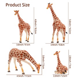 Toymany - Juego de 4 cifras de jirafa realistas con cachorro de jirafa, cifras de animales de la selva de plástico de 2 a 6 pulgadas, incluye bebé, juguete educativo, regalo de cumpleaños para niños