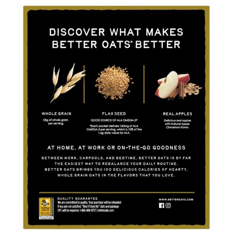 Better Oats Instant Oatmeal Apples & Cinnamon 9.8 ounce (