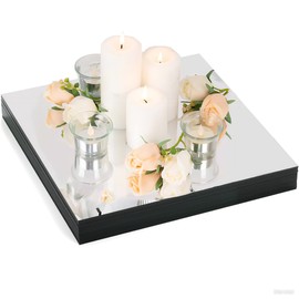 8 Pack Square Mirror Centerpieces for Tables Decorations, 8" Acrylic Square Mirror Tray Candle Plate 2mm Thickness Mirror Centerpiece Table Decorations for Wedding Decorations Party, Wall Decor