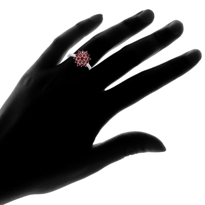 Ice Gems Sterling Silver Created Ruby Flower Ring, Size 7
