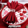 HANSAMU 24 Pcs Valentine Paper Plates Red Heart Printed Round
