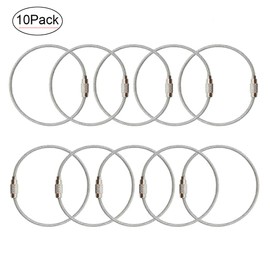 10Pack Wire Keychains,6.8 Inches Stainless Steel Wire Ring,2mm Cable Loops for Hanging Luggage Tag,Aircraft Cable Key Ring Loops and ID Tag Keepers (Silver-10pack)