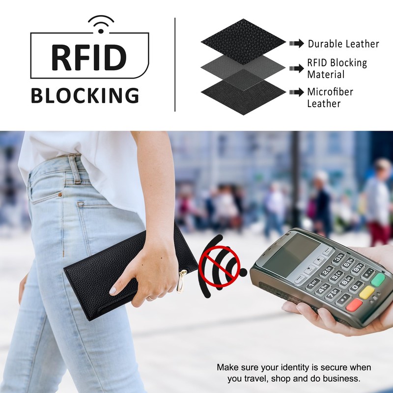 Tipmile Ultra Slim Wallet for Women Bifold Leather RFID Blocking