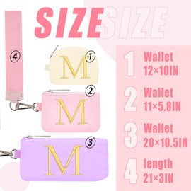 Mini Zip Around Keychain Wristlet Wallets for Women and Girls: Three Coin Purses with 2 Straps - Best Gifts for Birthdays, Christmas, Wedding Parties, Valentine's Day, New Year (M, Purle&Pink&Cream)