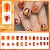 Thanksgiving Press on Nails Short Square Fall Maple Leaf False