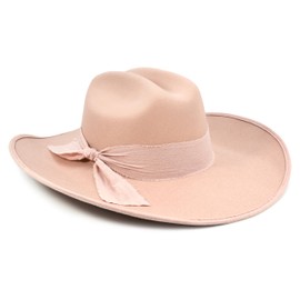 Keilin Cowgirl Hat Brushed Cowboy Hat for Women and Men Customizable Felt Western Hat with Shapeable Wide Brim (US, Alpha, Large, X-Large, Blush Pink)