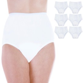 Wearever 6-Pack Women's White Nylon and Lace Regular Absorbency Incontinence Panties 3X (Fits Hip 49-51")