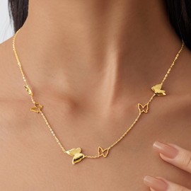 EILEIAC Dainty Charm Butterfly Choker Necklace for Women Sparkly Rhinestone Butterfly Pendant Necklaces Chain Trendy Party Jewelry Birthday Gifts (A)