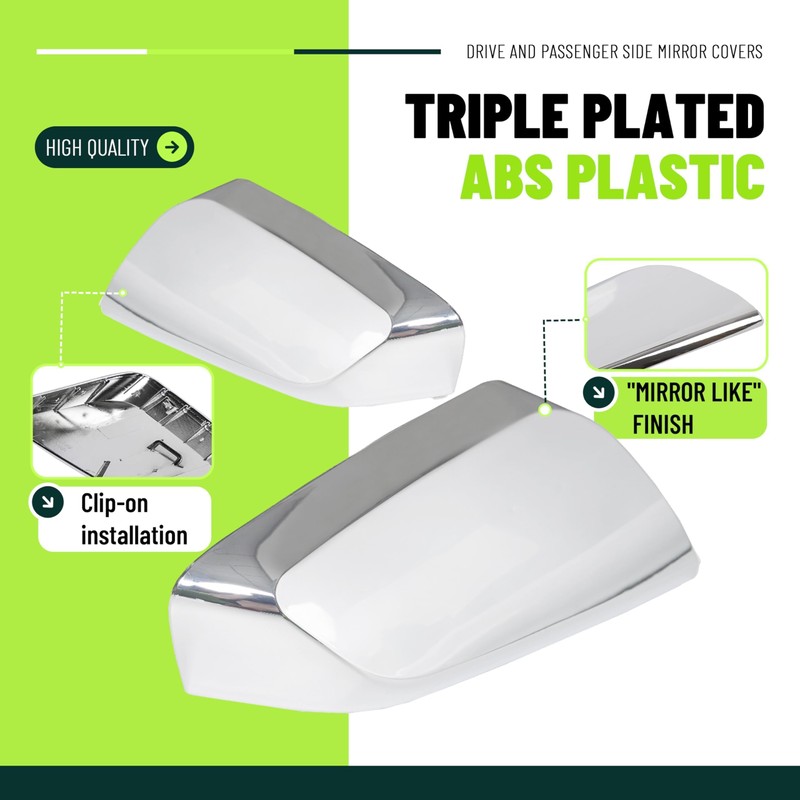 ECOTRIC Mirror Covers Compatible with Impala Overlays Trims Shells Chrome