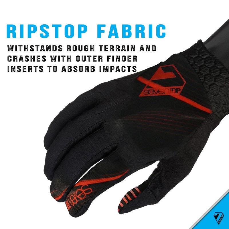 7 iDP Project Full Finger MTB Cycling Racing Gloves (Black/Red