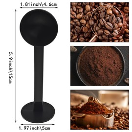 Capiant 3 PACK 2-In-1 Black Espresso Coffee Bean Spoon, Tamping Scoop Tamper Tea Tool