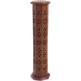 Zap impex Wooden Incense Holder | Hand Carved | Ash Catcher Tower | 12 Inches | Room Fragrances | Aromatherapy Meditation Pooja Yoga | Home Accessories