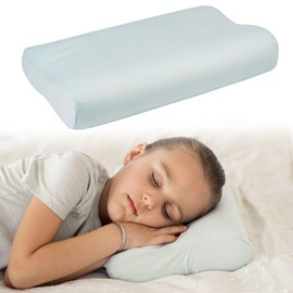 Tiny Twinkle Toddler Pillow with Fitted Pillowcase | Ergonomic Shape with Resilient, Cloud-Like Memory Foam for Comfortable Sleeping - Kids Travel Pillows (Ice Blue)