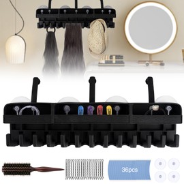 Silicone Hair Extension Holder,Durable Braiding Hair Rack Wall Mounted Wig Holder Wig Storage for Multiple Wigs for Styling,Washing,Drying,Clip-in,Wig Stand Organizer for Barber Shop,Home (Black)