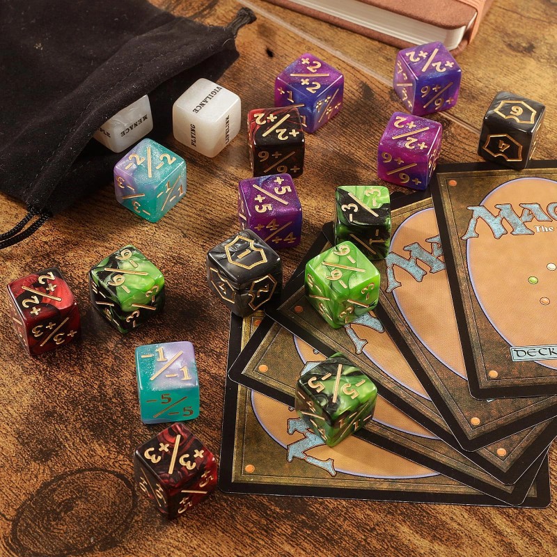 60 PCS MTG Dice Counters Keyword Counters Life Counter 1/+1