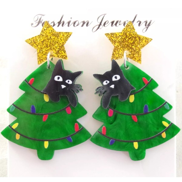 Unbranded So cute! 2" NWOT CAT in CHRISTMAS TREE LAYERED