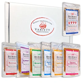 Burnt Sacrifice Big 7 BBQ Rub Spices And Seasonings Set (7x 3.5 Oz Packets) Celebrate American Heritage, Great Grilling Gift for Men or Dad (Variety Gift Sets, Big 7 Variety Gift Box)
