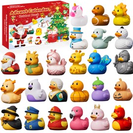 Rubber Duck Advent Calendar 2025 for Kids and Toddlers - 24 Days of Surprise Christmas Countdown Calendar with 24pcs Rubber Duck Bath Toys, Fun Christmas Party Favors for Girls Boys