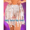 Aukmla Women Sparkly Sequin Belly Dance Skirt Fringe Festival Hip