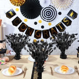 Hoteam 6 Pcs Metallic Graduate Cap Gleam Table Centerpiece Party Supplies Graduation Party Decorations 2025 Graduation Cap Decorations for College High School Congrats Grad(Black)