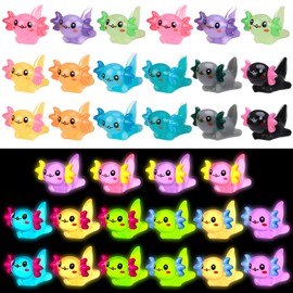 Guiqulai 34 Pcs Mini Axolotl Figures, 2 Styles Mini Resin Axolotl Mini Resin Animals Mini Figures Axolotl Toy Axolotl Charms Mini Figurines Mini Resin Figures for Garden Aquarium Dollhouse Landscape