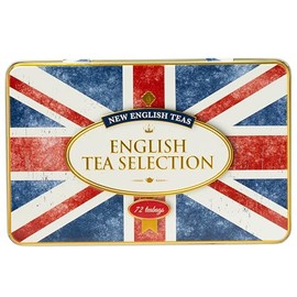 New English Teas Union Jack Flag Tin 72 Teabag Selection – English Breakfast, Earl Grey & English Afternoon – Traditional British Tea Gift