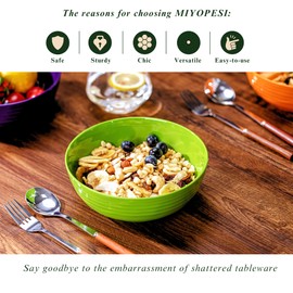 MIYOPESI 7-Inch Multicolor Melamine Bowls (Set of 6) - Unbreakable and Reusable Plastic Dinnerware with Ceramic Feel, Stackable and Dishwasher-Safe - Versatile for All Meals-Multi-color