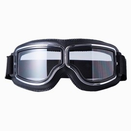 ideamall Goggles, Motorcycle, Motorcycle Goggles, Shield, Protective Glasses, Outdoor Sports, Black Leather (Clear Lenses)