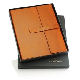 Gallaway Leather-Padfolio-Portfolio, Folder-Slim-Notebook, Note-Pad-Holder, Desk-Accessories, Brown
