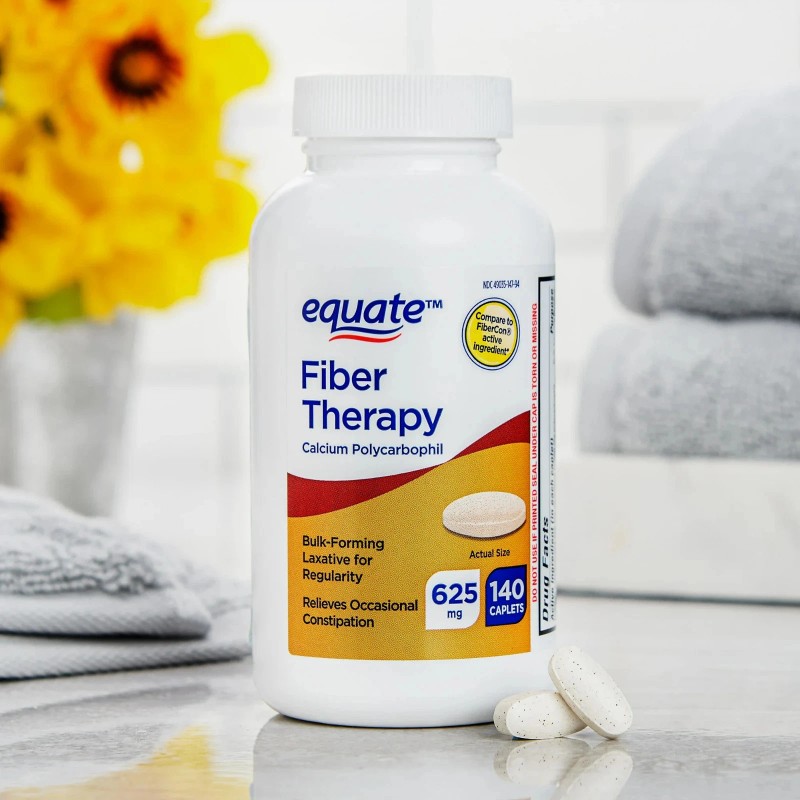 Equate Fiber Therapy Caplets, 625mg Calcium Polycarbophil, 140 Count